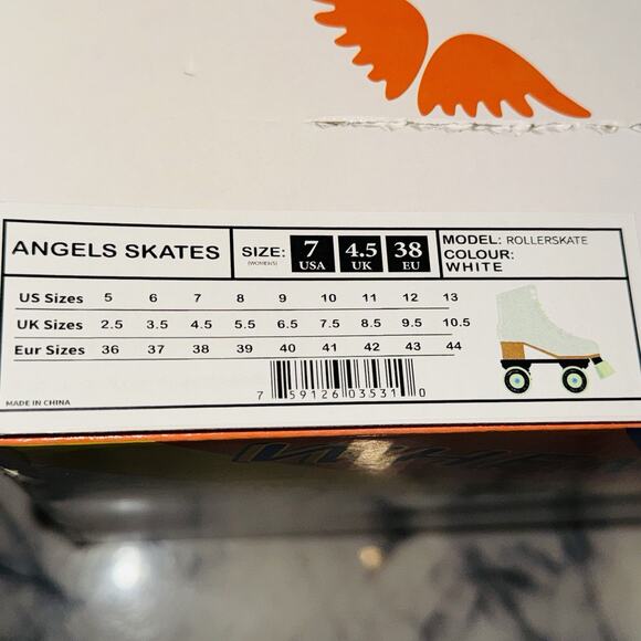 NEW SZ 7 Angel Skates Quad Roller Skates White Green Lime Neon NIB Women's Girls - Picture 3 of 8